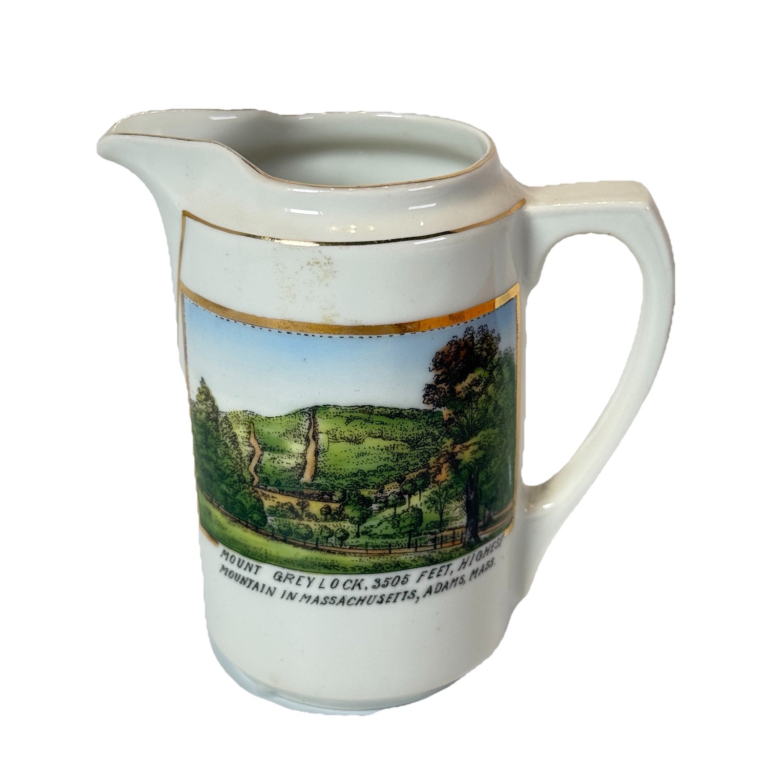 ADAMS, MASSACHUSETTS MA Antique MOUNT GREYLOCK  China Souvenir Creamer