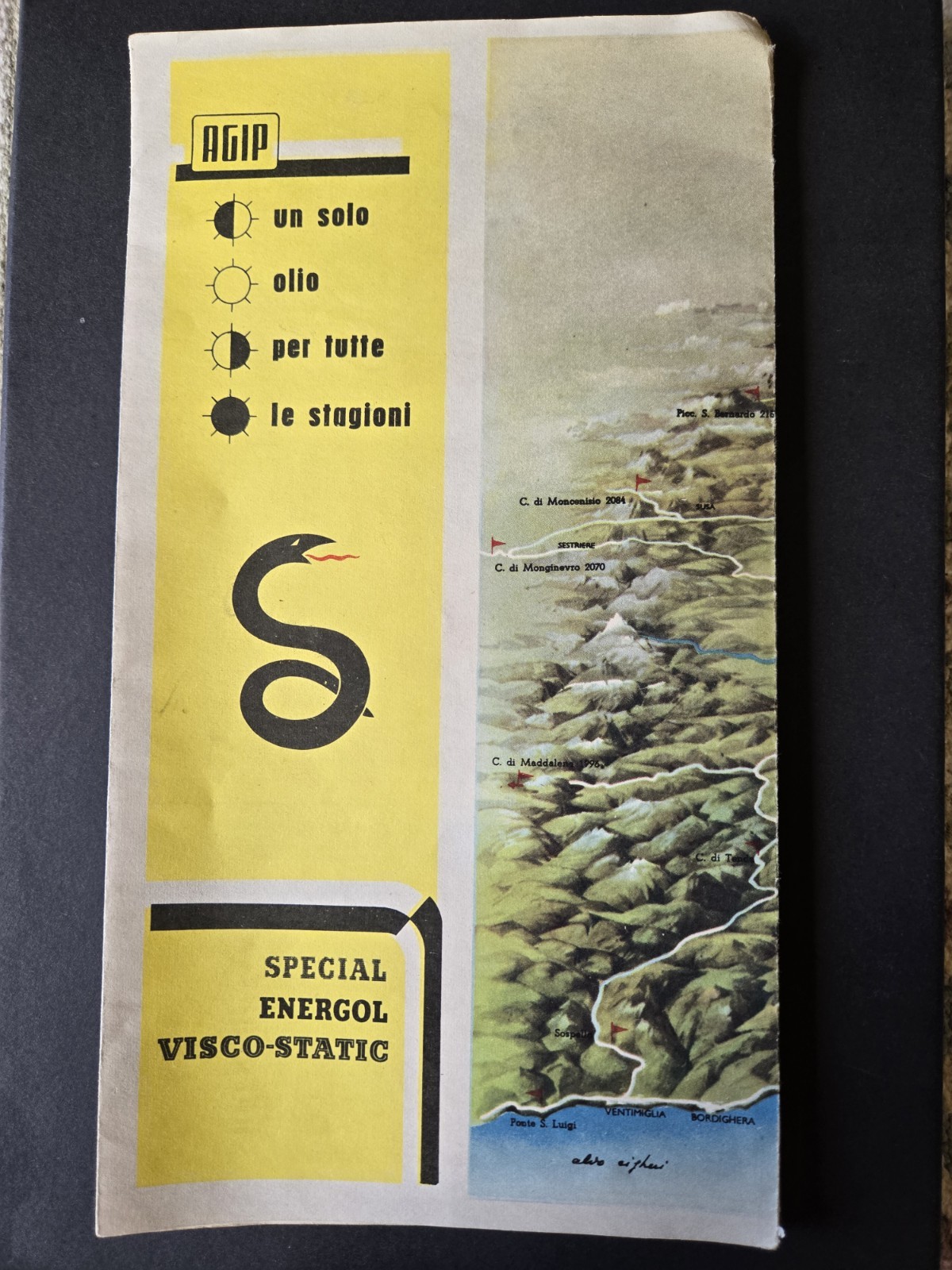 Vintage 1950's Roadmap and Information From the Genova, Italy Area Vespa Ads
