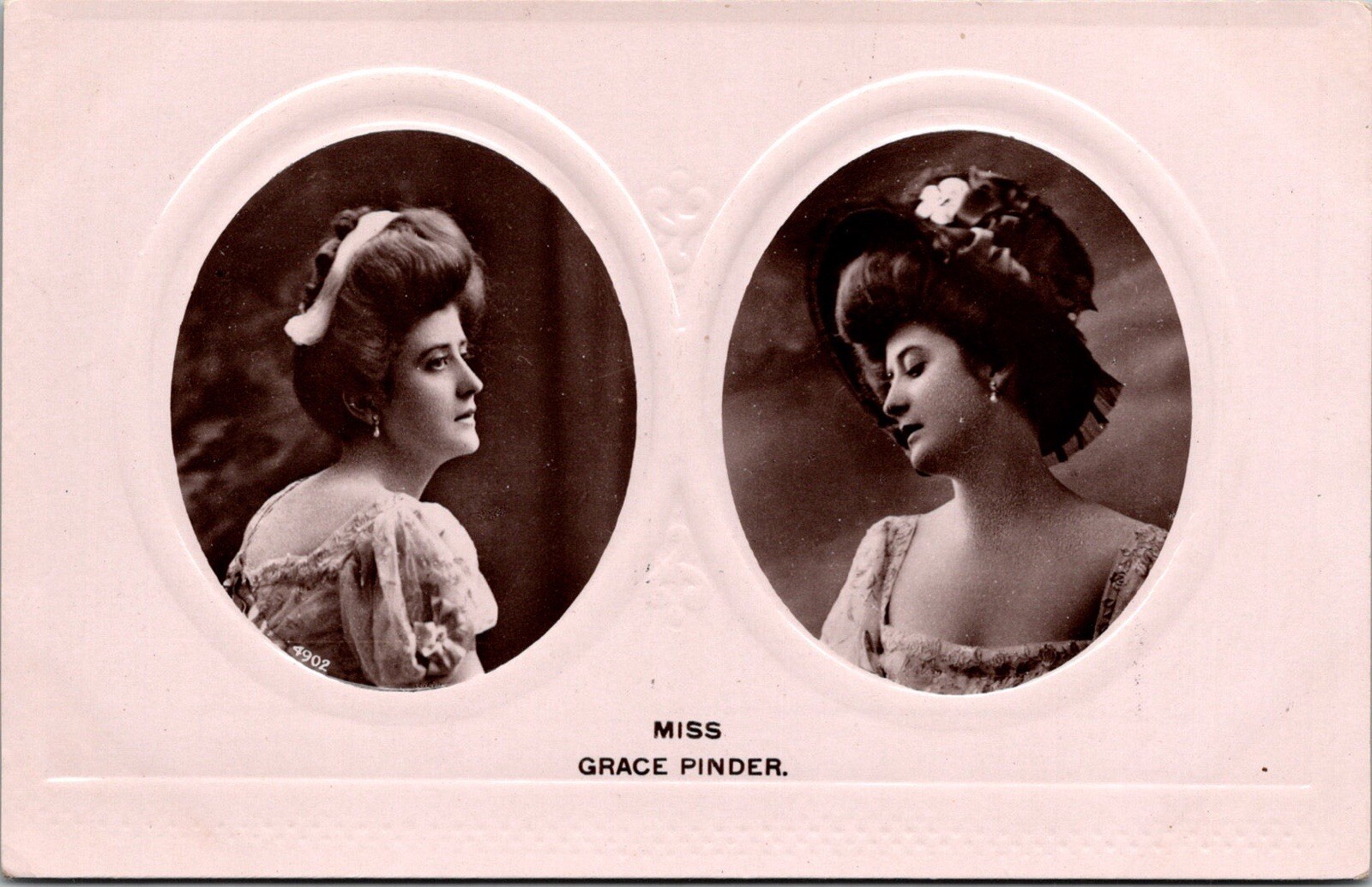 c1910 Stage Actress Miss Grace Pinder Postcard RPPC Dual Photos T28
