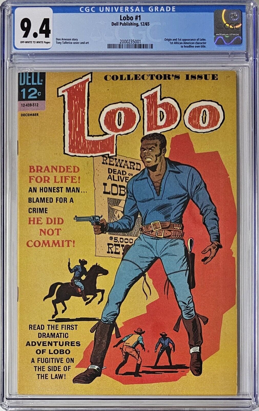 Lobo #1 CGC 9.4 Dell 1965 1st African American Character In Own Title 1st Lobo
