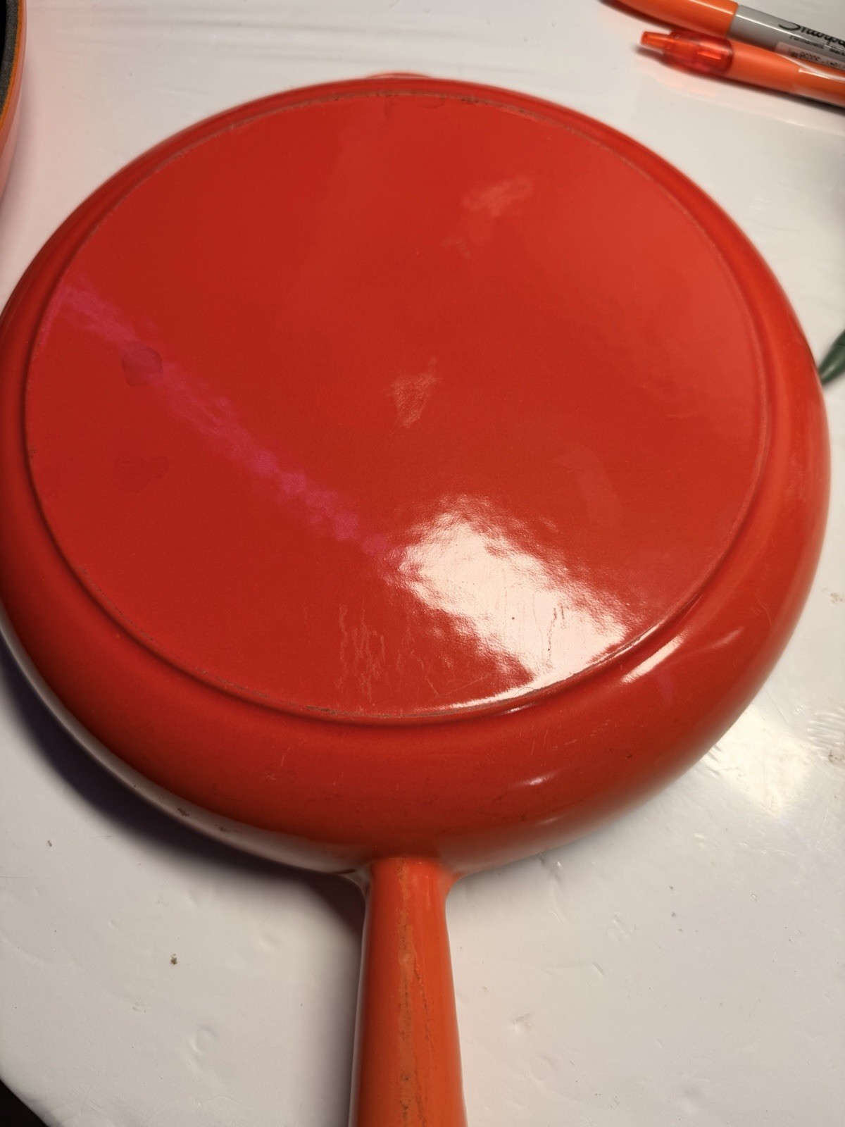 Le Creuset 9 1/2 Inch Flame Orange Pan With Phenolic Handle