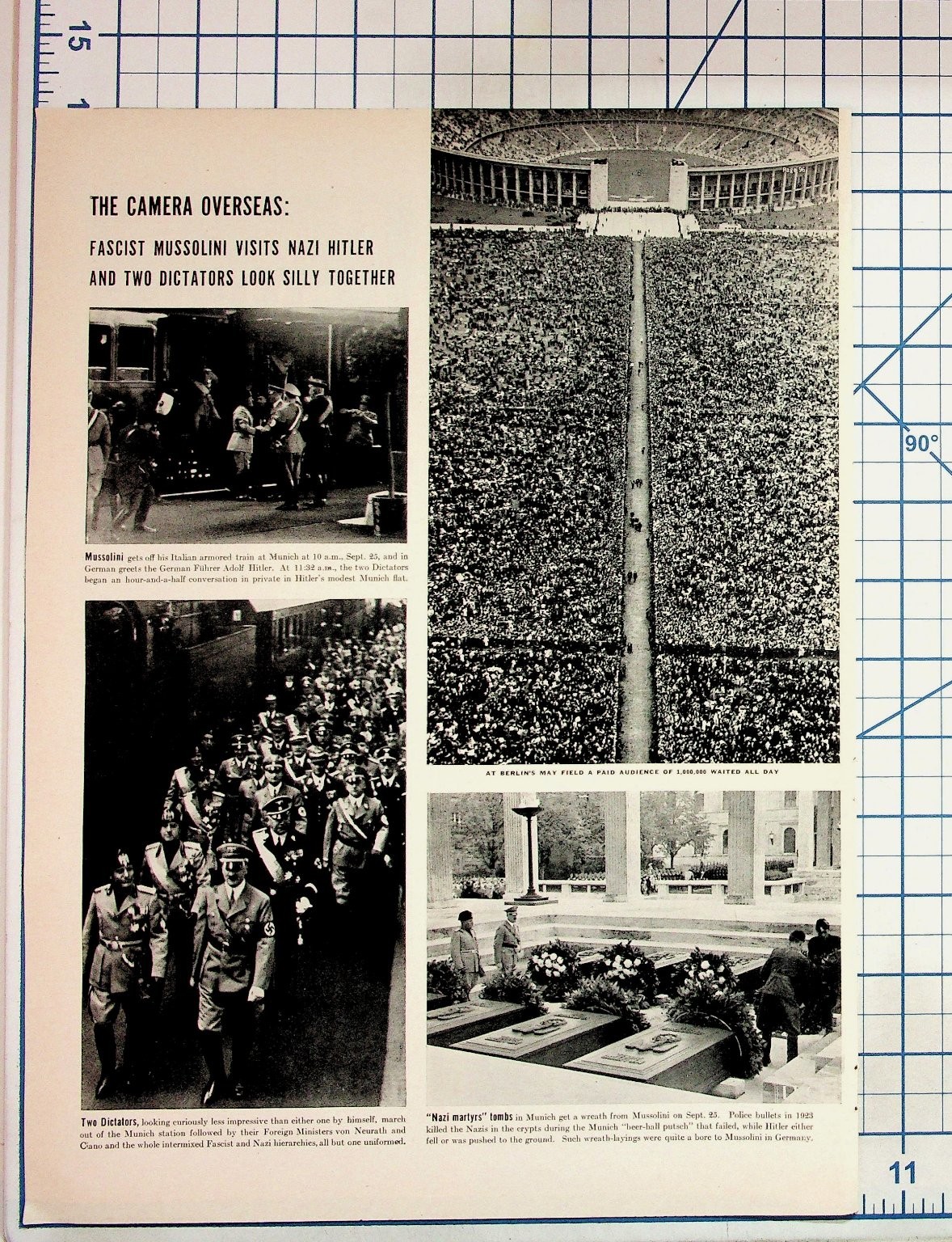 1933 Mussolini Hitler Munich Visit Magazine Article Ephemera Nazi Germany