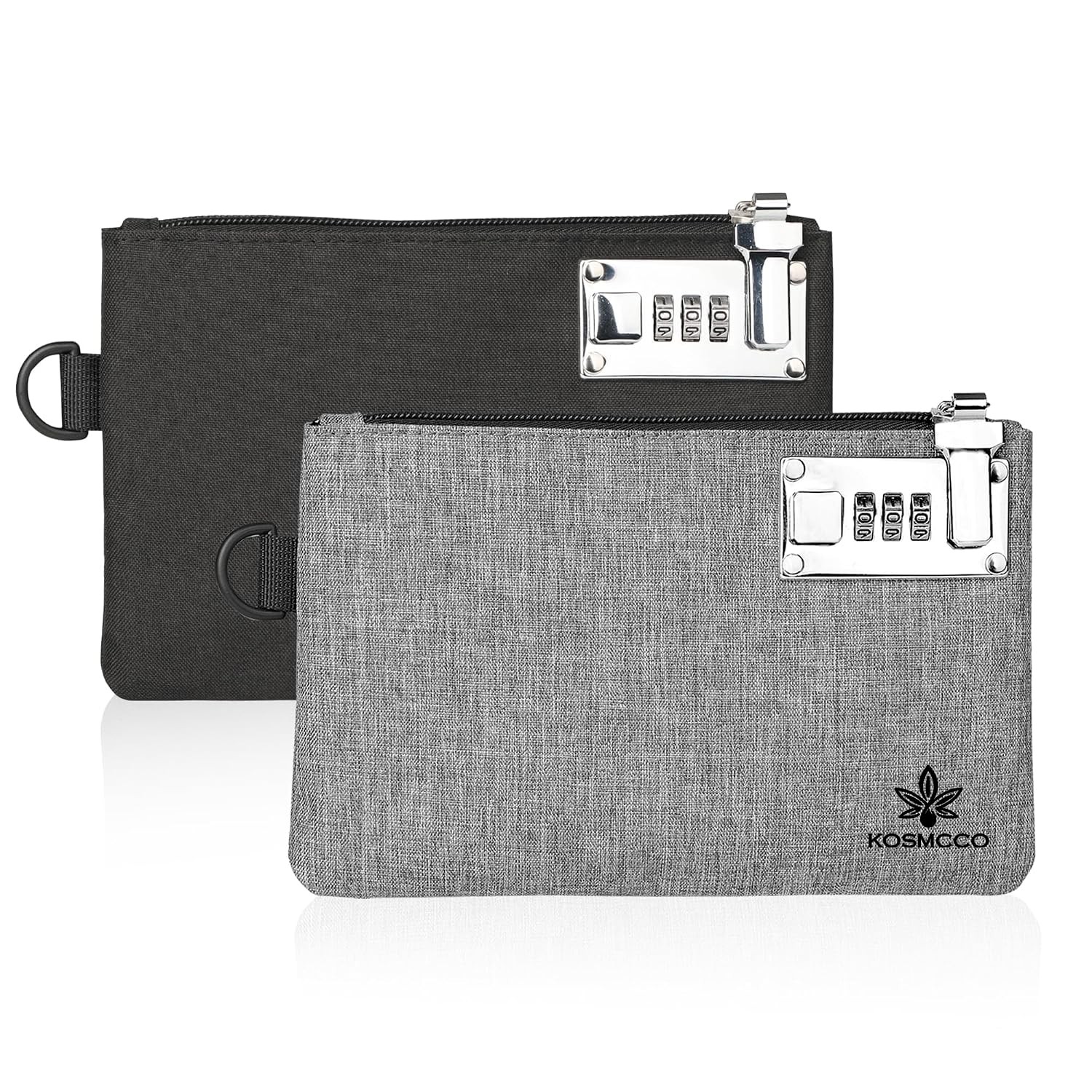 Lockable Cash Bags 5x8 Inch Black Grey Money Security Pouches Personal Safety