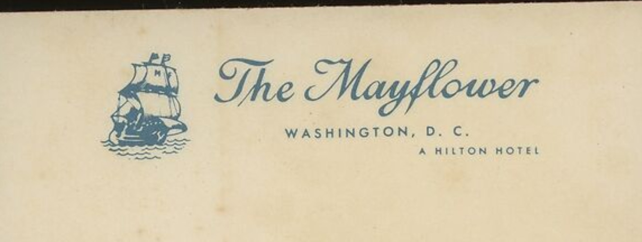 1940s THE MAYFLOWER HOTEL HILTON ERA UNUSED NOTE PAD SHEET 18-1X