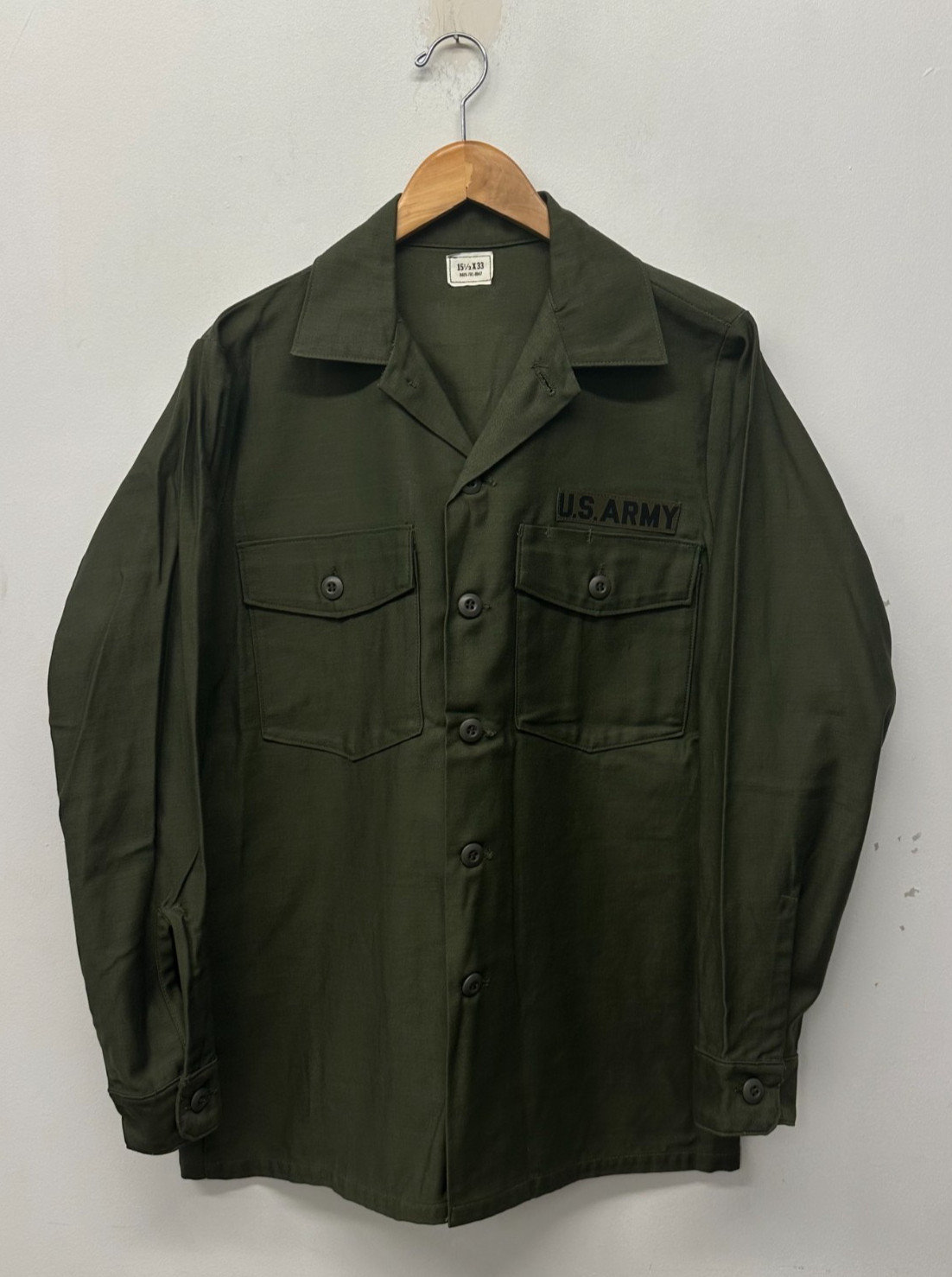 NOS OG-107 Fatigue Shirt, Size 15 1/2 x 33, Dated 1973, US Army, W-55