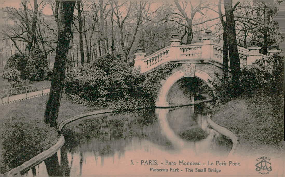 Vintage Paris Parc Monceau The Small Bridge Postcard L\'Abeille