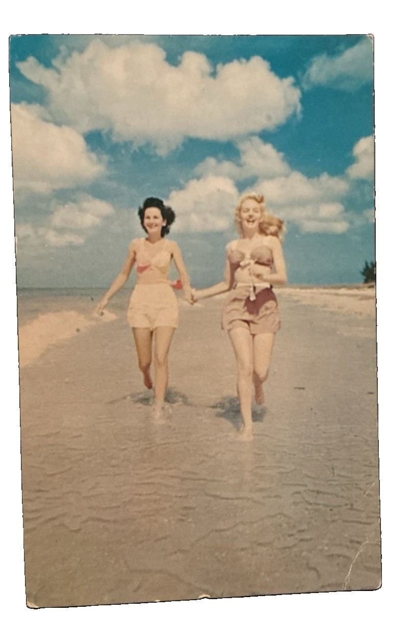 c1950s Sweet Girls Surf Strolling Hand In Hand Welcome To Southland