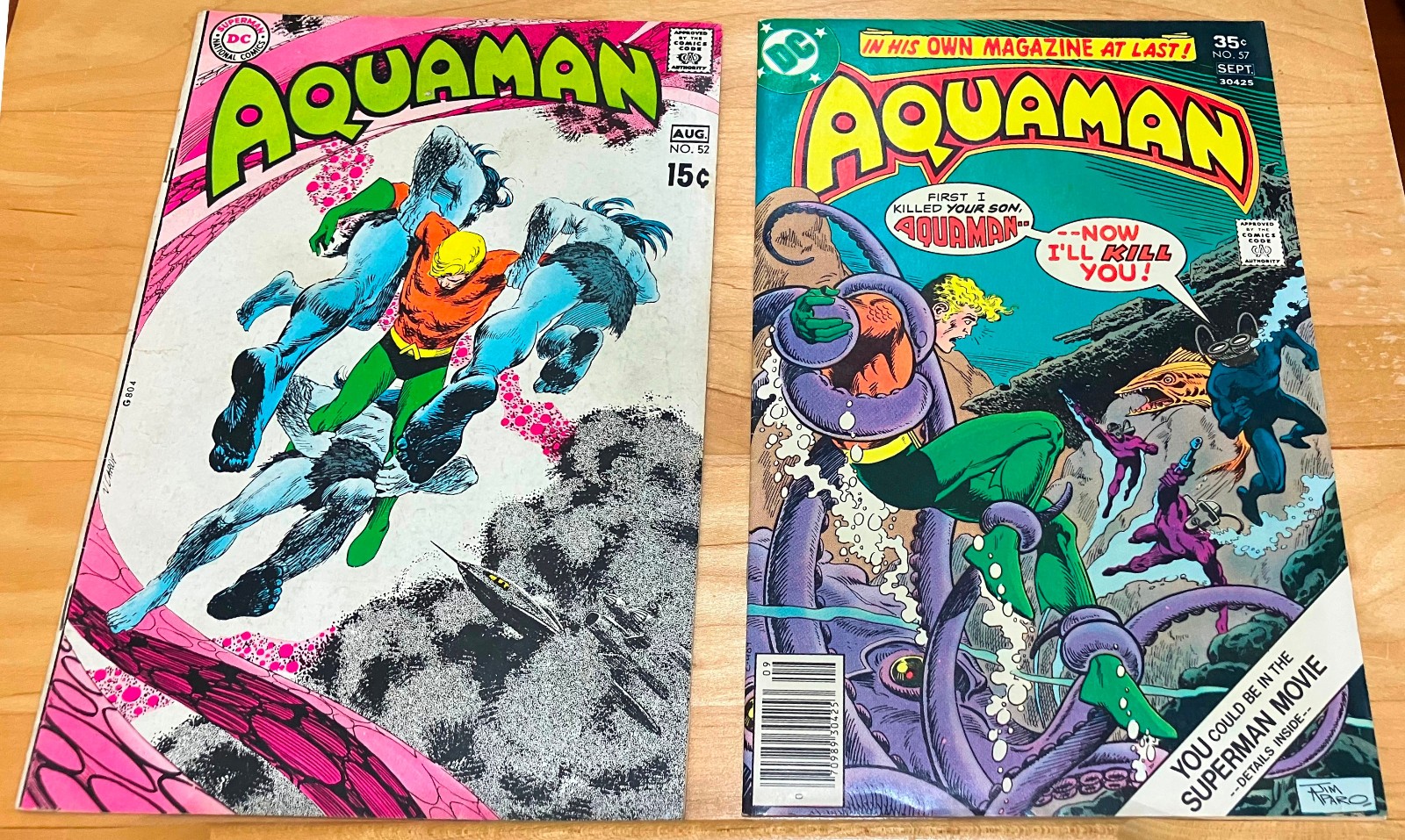 Aquaman, #52 (F), 57 (VF).  Neal Adams Deadman art, #52. Jim Aparo. Black Manta