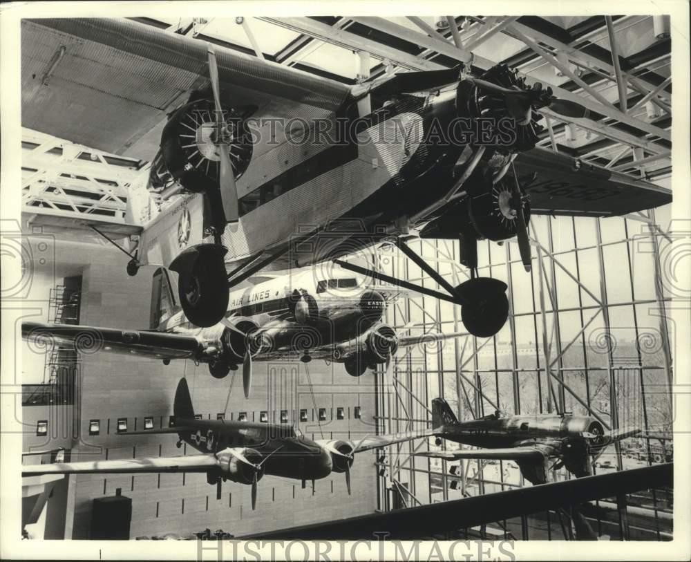 1977 Press Photo Historic aircraft installed in National Air and Space Museum