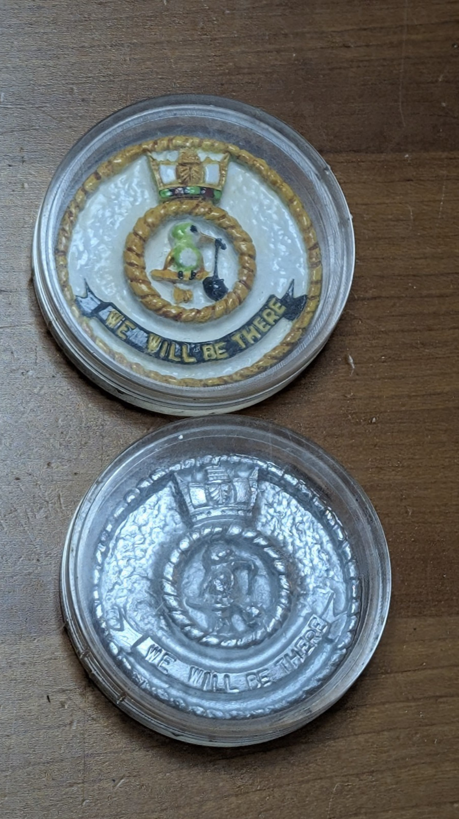 WWII Australia HMAS Whyalla Corvette Lead Ballast Ship Crest Medallion Lot of 2