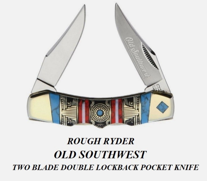 LOWEST PRICE ROUGH RYDER OLD SOUTHWEST 2 BLADE DOUBLE LOCK BACK POCKET KNIFE