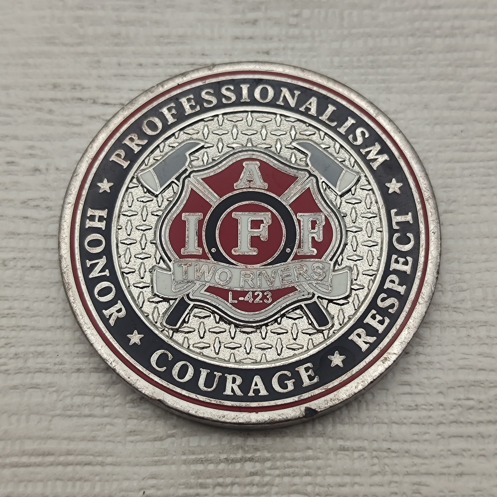 Two Rivers Wisconsin Fire Department IAFF Local L-423 Challenge Coin