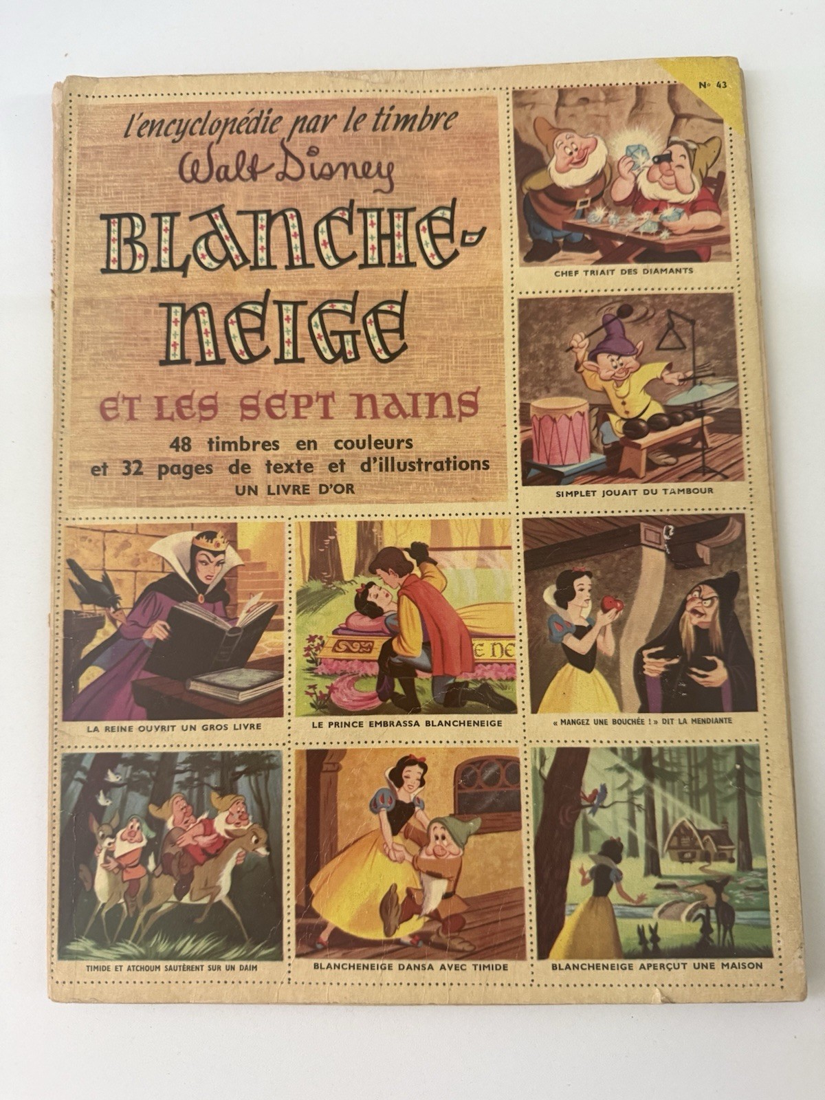 Vintage 1957 French Walt Disney Snow White Complete Stamp Album Blanche Neige