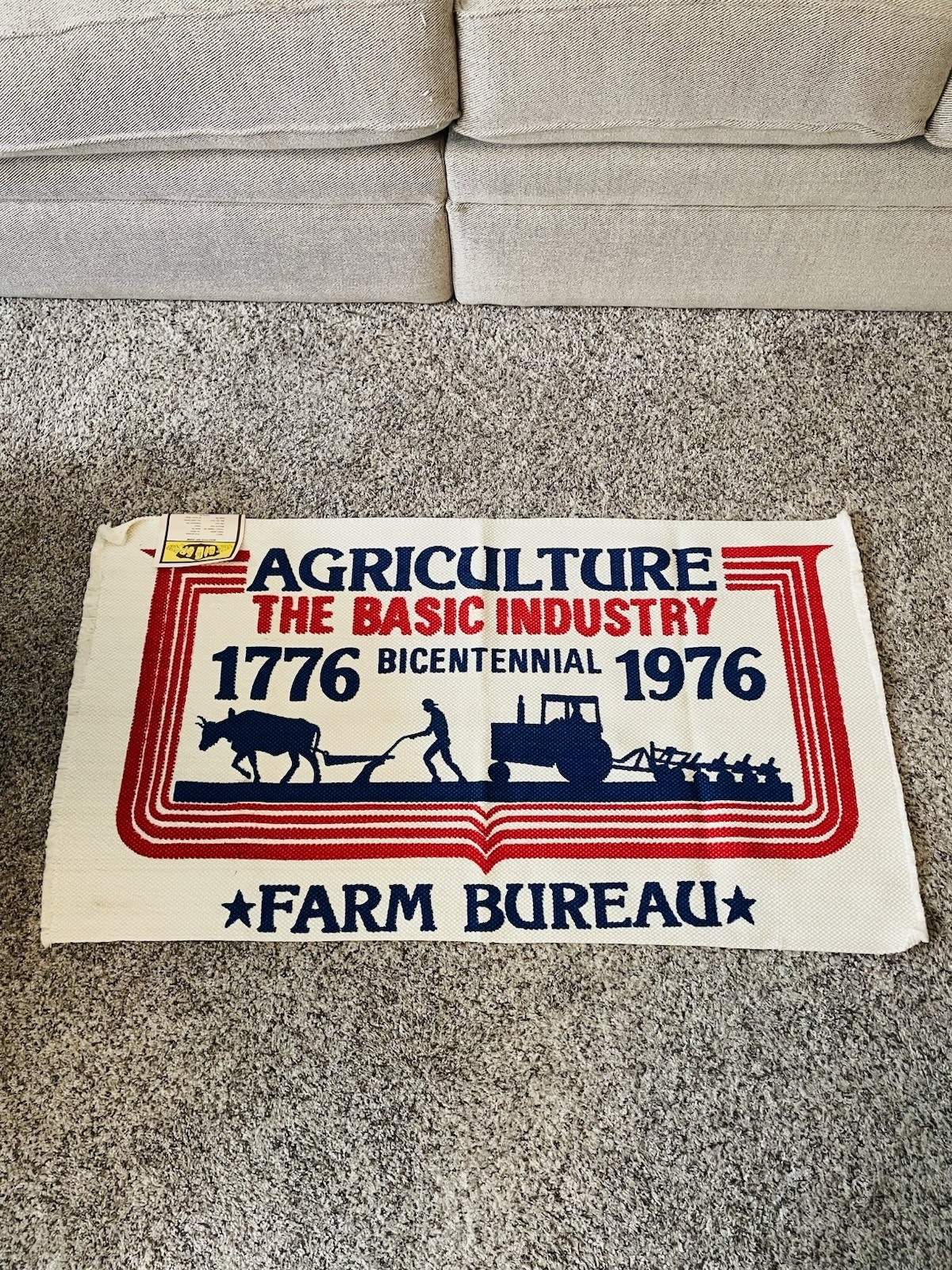 Vintage Rare 1976 Farm Bureau Agriculture Basic Industry 24”x45” Rug Mat NWT