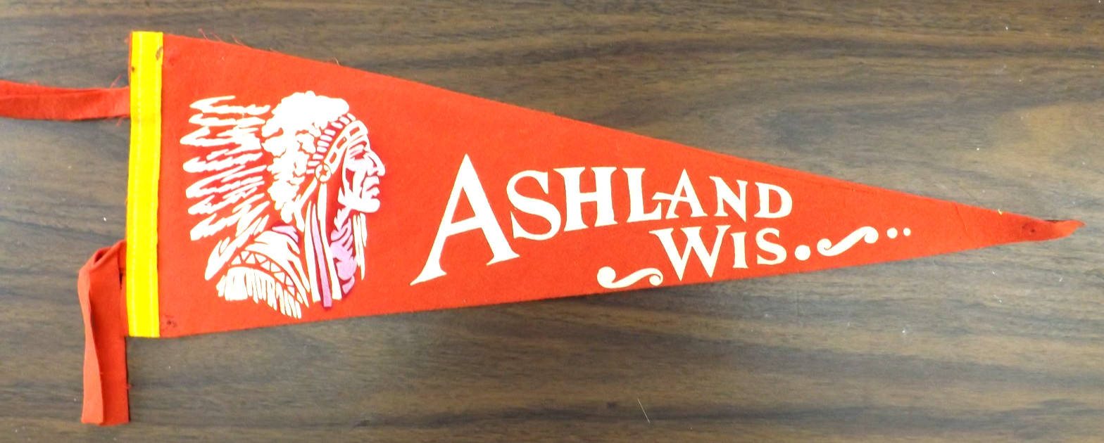 VINTAGE 1960s ASHLAND WISCONSIN PENNANT 17.5\