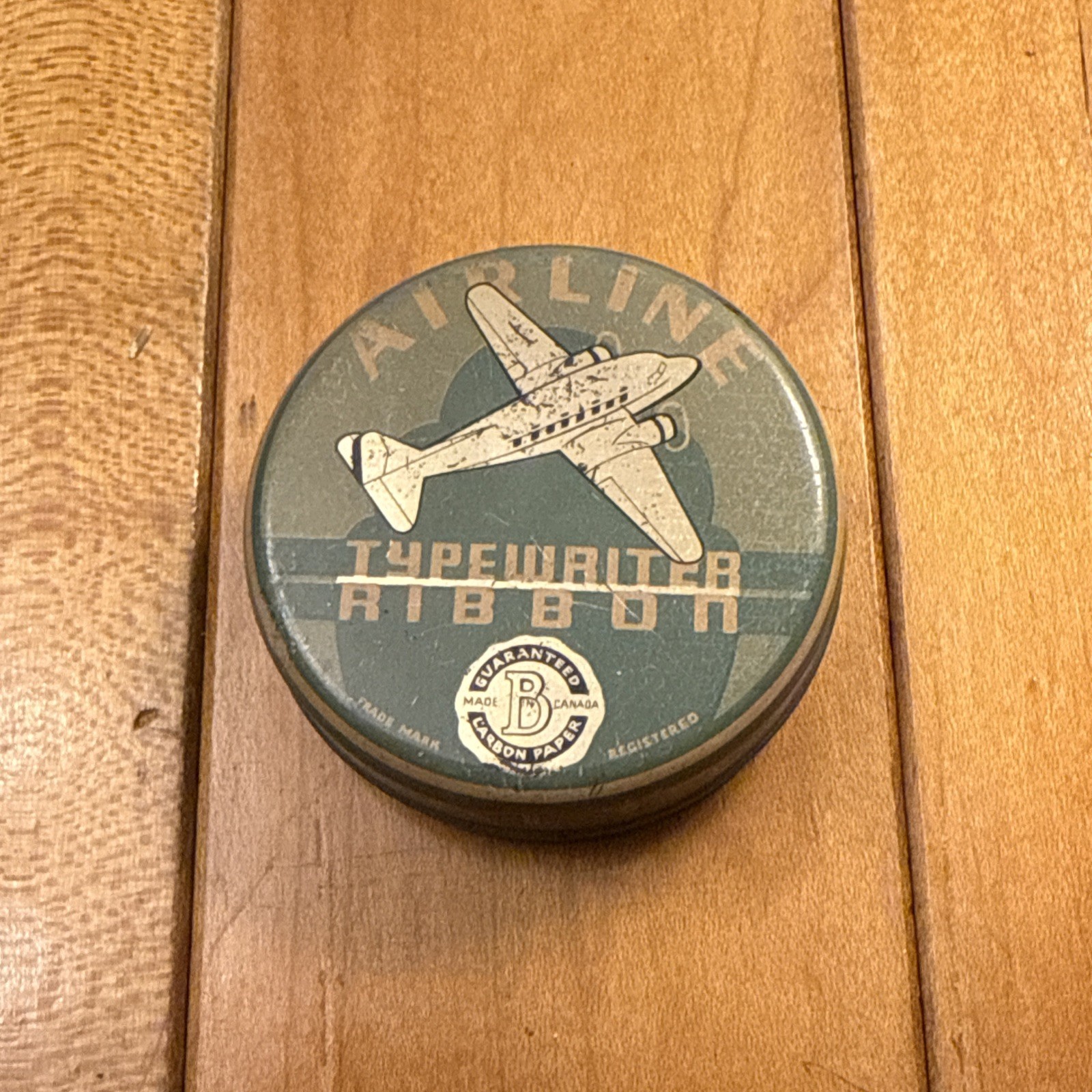 Airline Canada Budge - Antique Typewriter Ribbon Tin  - Nice