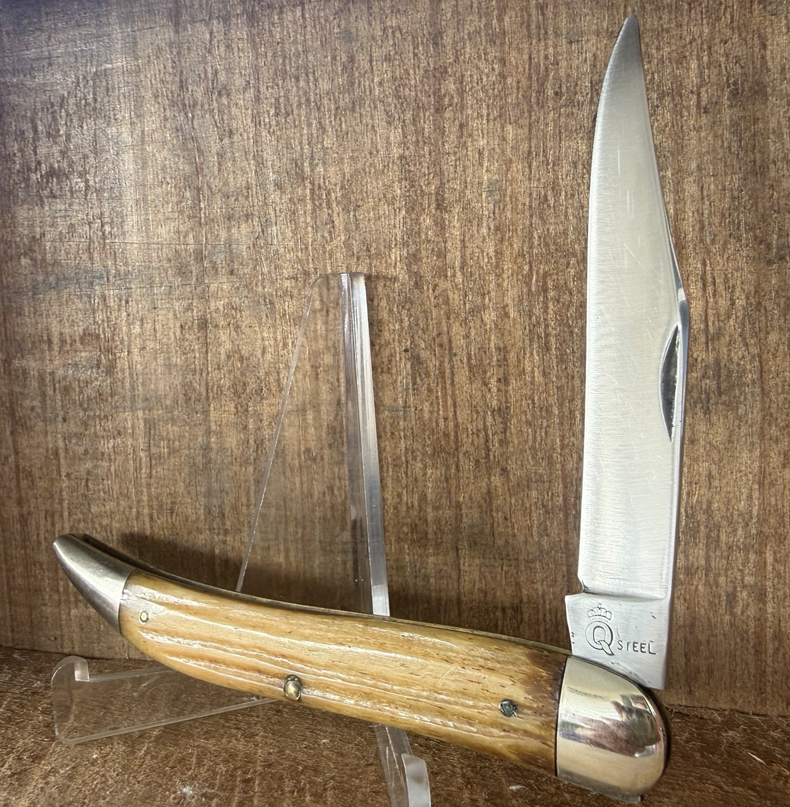 c.1958-60 Queen Q Steel 5” Toothpick Genuine Winterbottom Bone Vintage Knife