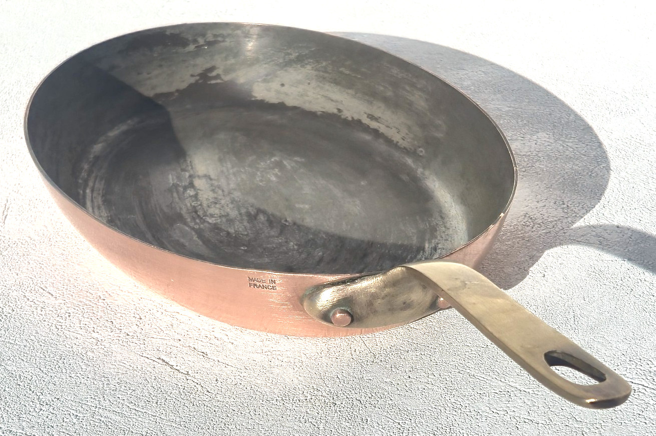 Vintage 10.4inch French Oval Copper Frying Pan Tin Lining 1.5mm 2.2lbs