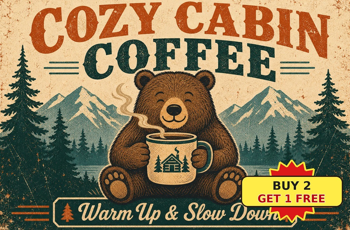 Cozy Charm Wilderness Bear Metal Tin Sign Cabin Lodge Forest Wall Art Plaque