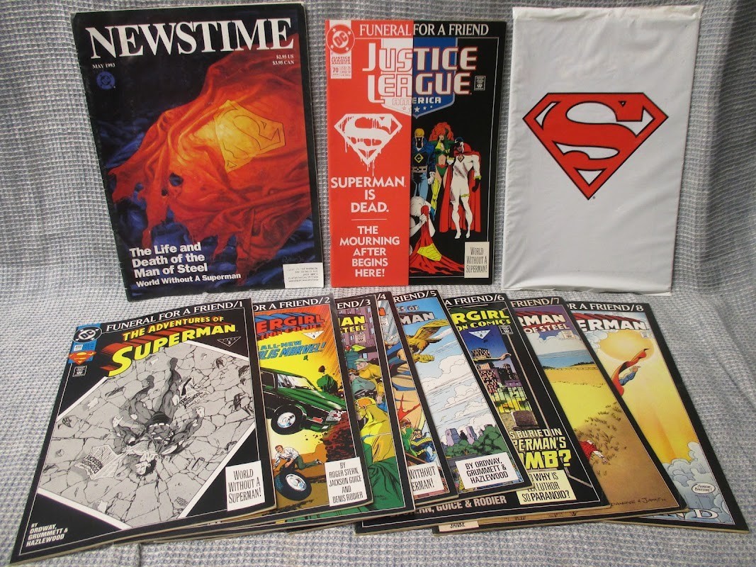Lot of 11 Death of Superman Funeral for a Friend Doomsday 1993 DC Comic