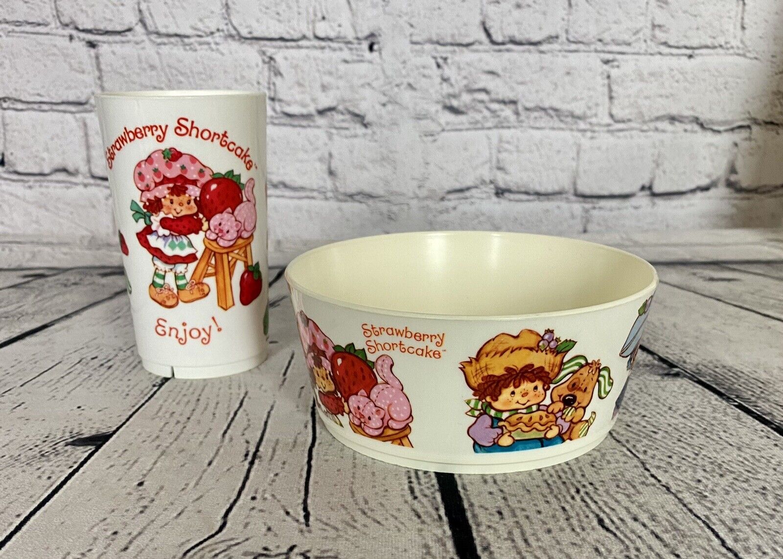 Vintage 80’s Deka Plastic Strawberry Shortcake Cup And Bowl