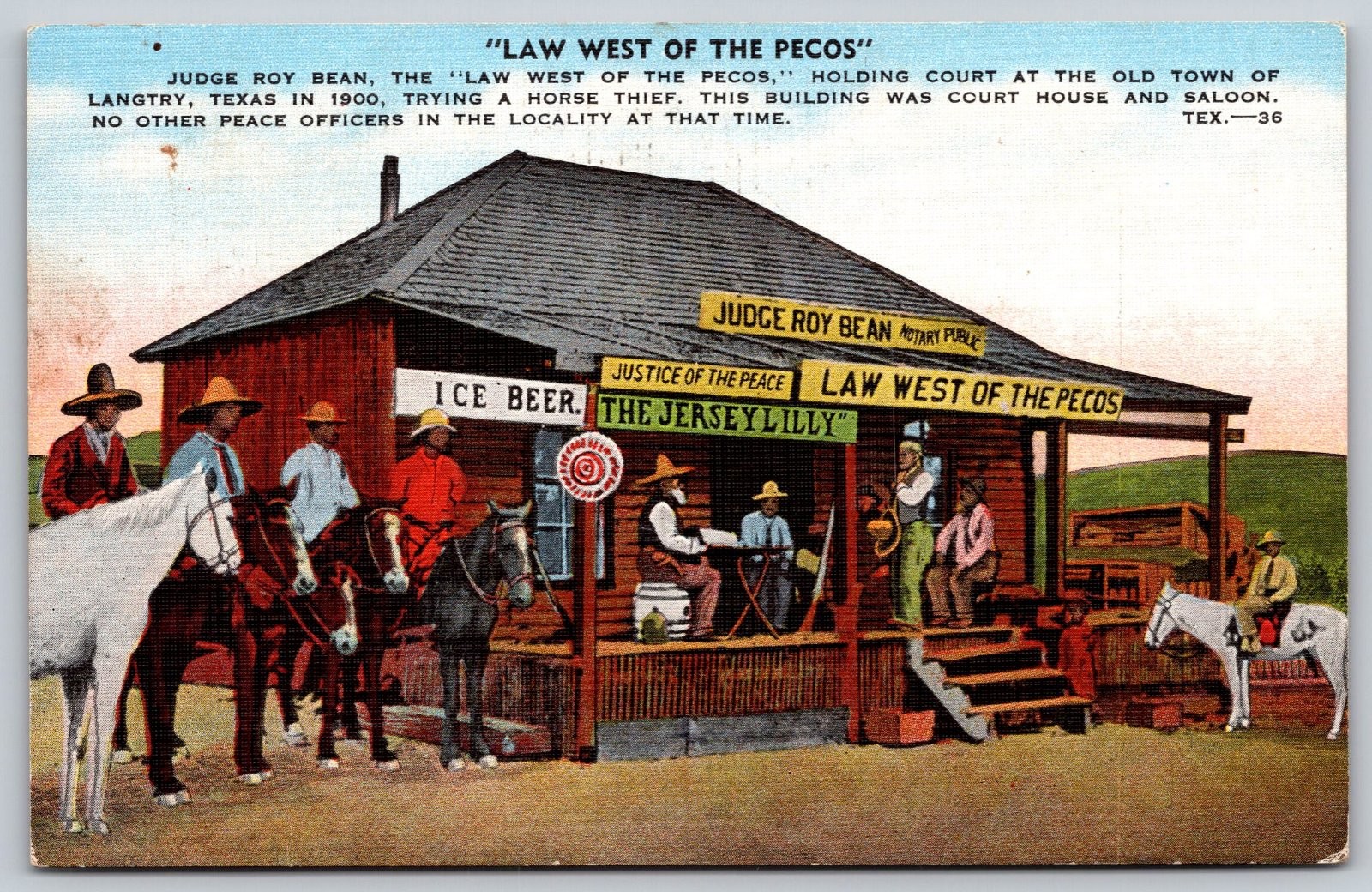 Judge Roy Bean Langtry Texas Law West of the Pecos Postcard PC214