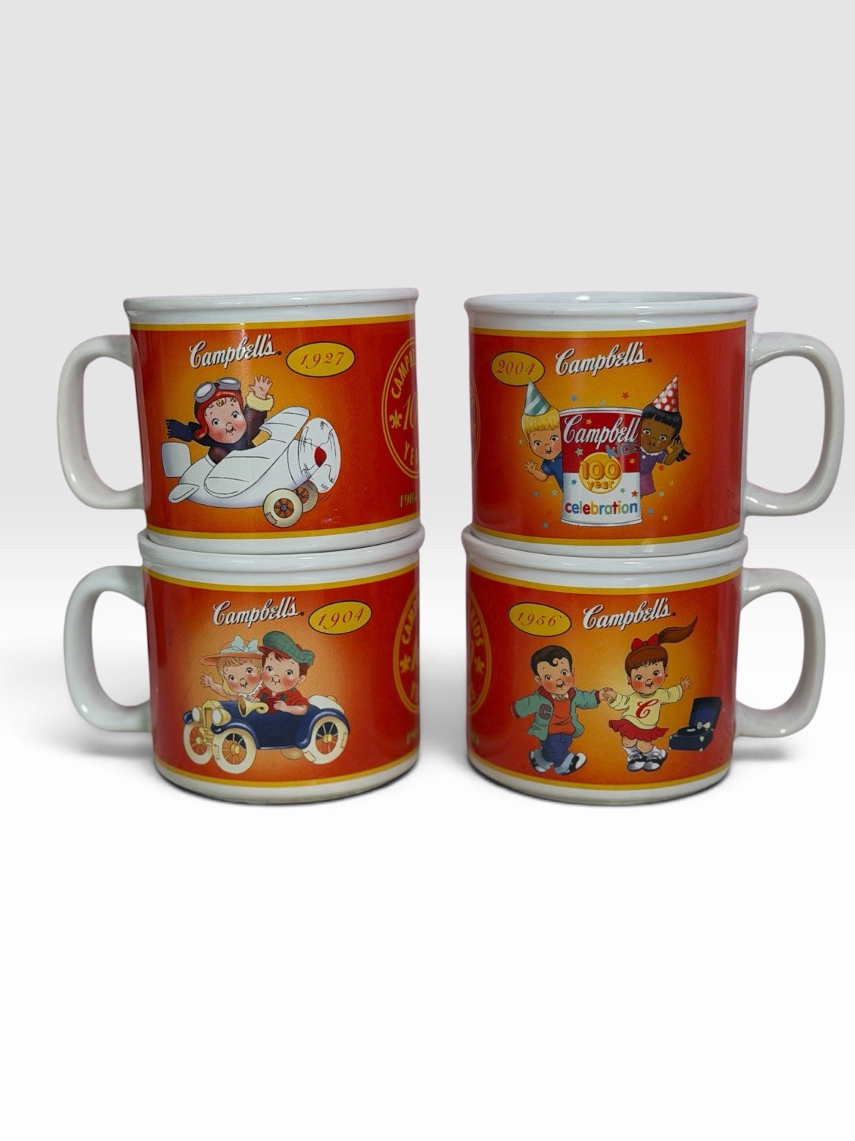 Set Of 4 Vtg 2003 100 Years Campbells Soup Mugs