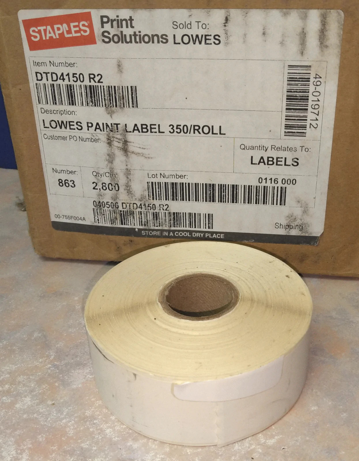 Lowe\'s Paint Labels 3.5 X 1  350 Per Roll  7 Rolls