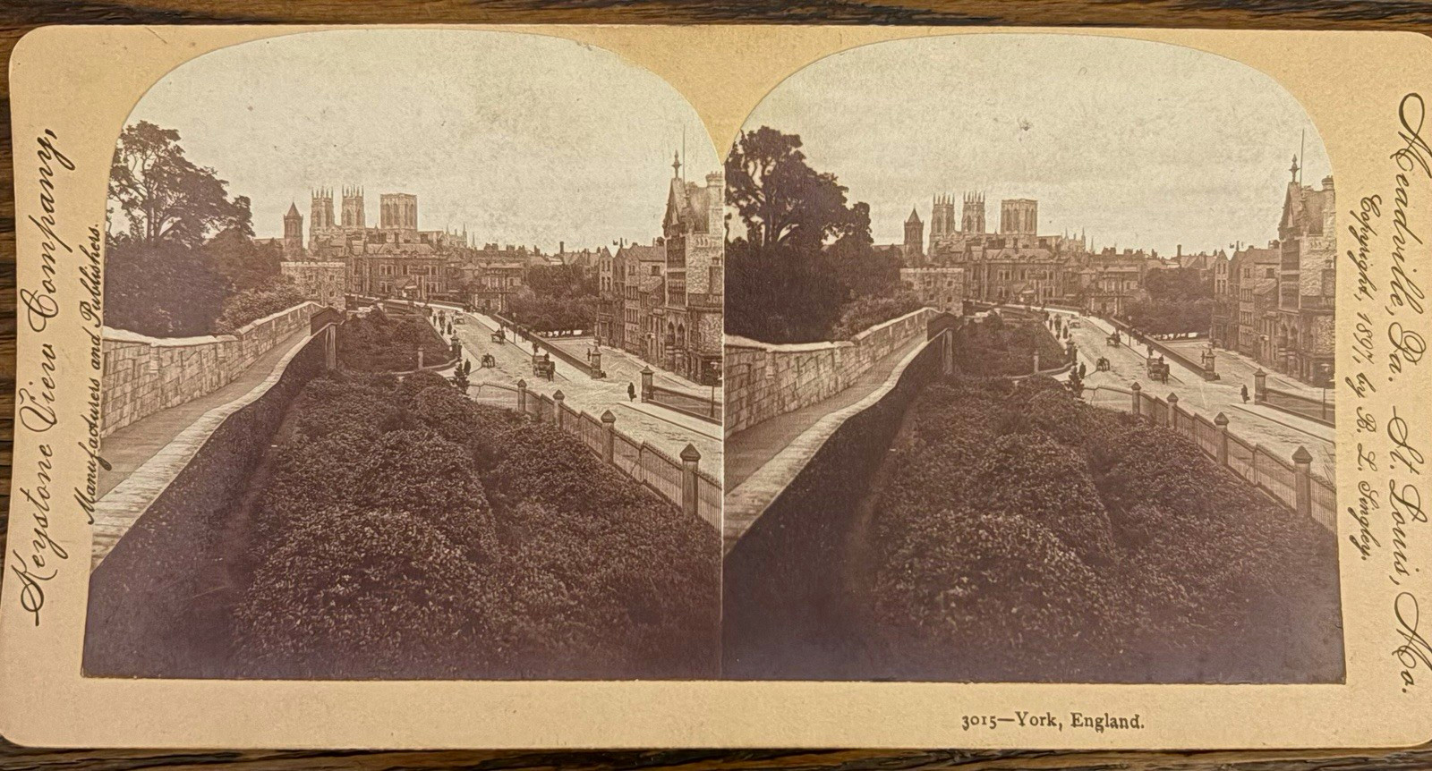 Keystone View Company Stereoview York England Minster City Walls 1897