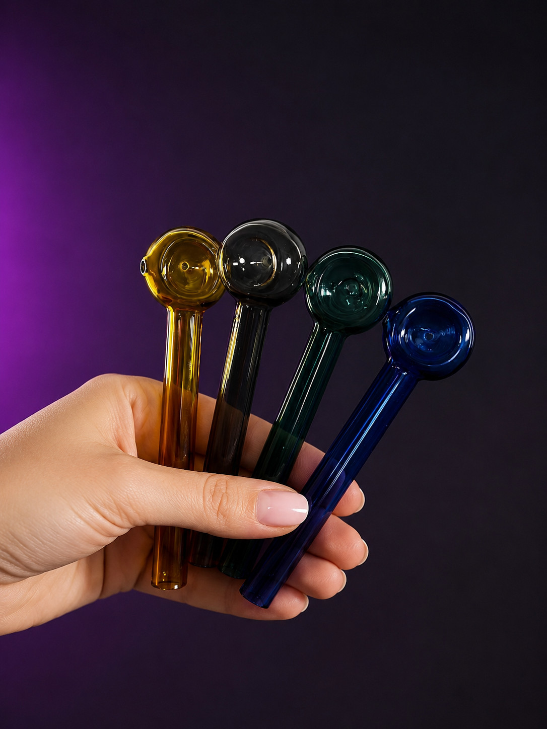 Borosilicate Glass Pipe 10cm / 4” – Durable Handcrafted Glass – Assorted Colors