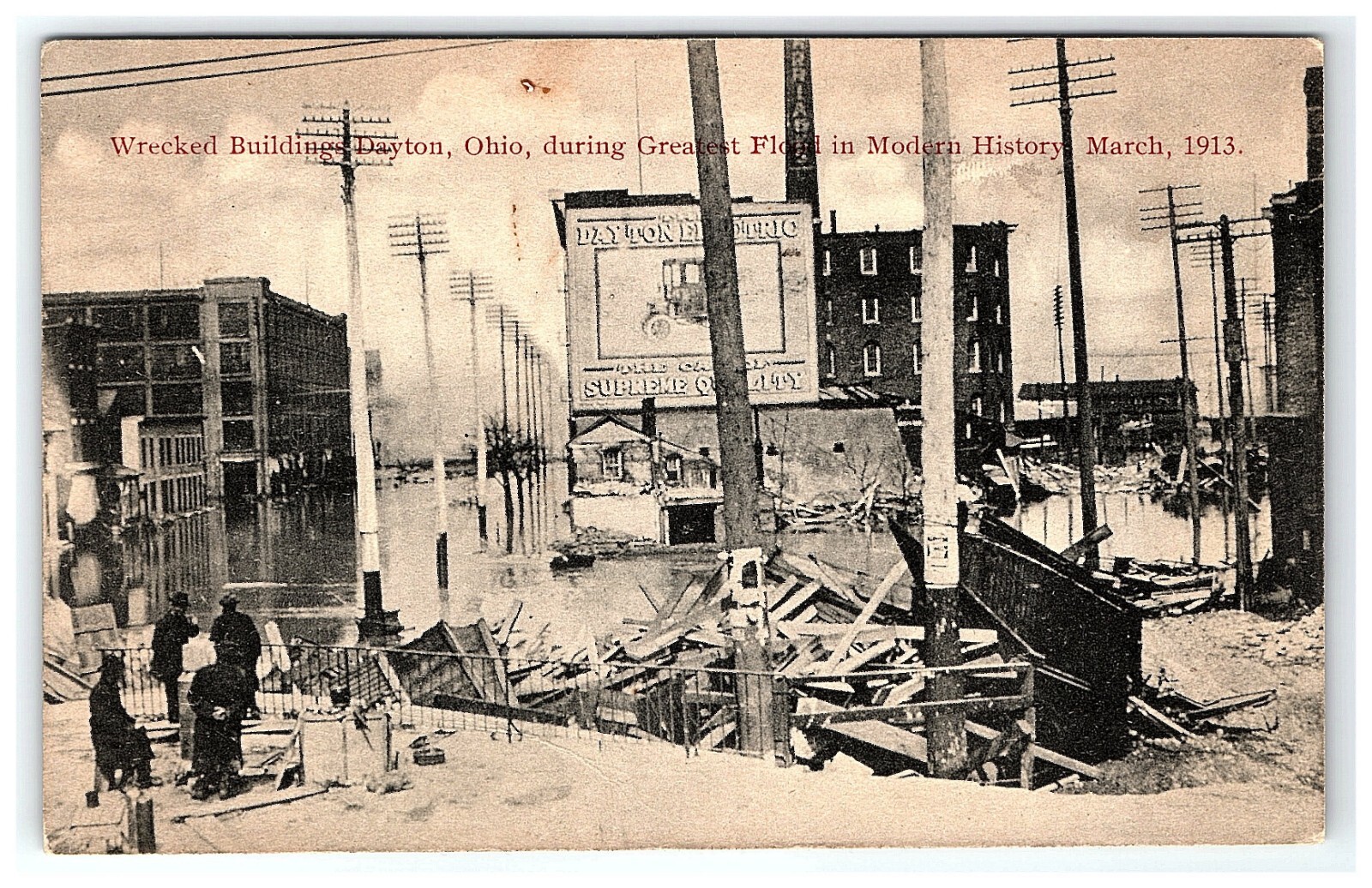 1913 March Postcard Wrecked Building Greatest Flood Modern History Dayton OH