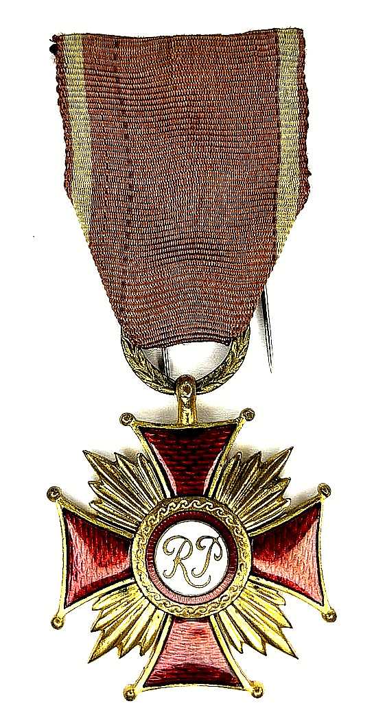 Original Poland Gold Cross of Merit Złoty Krzyż Zasługi Gilt Enamel Medal