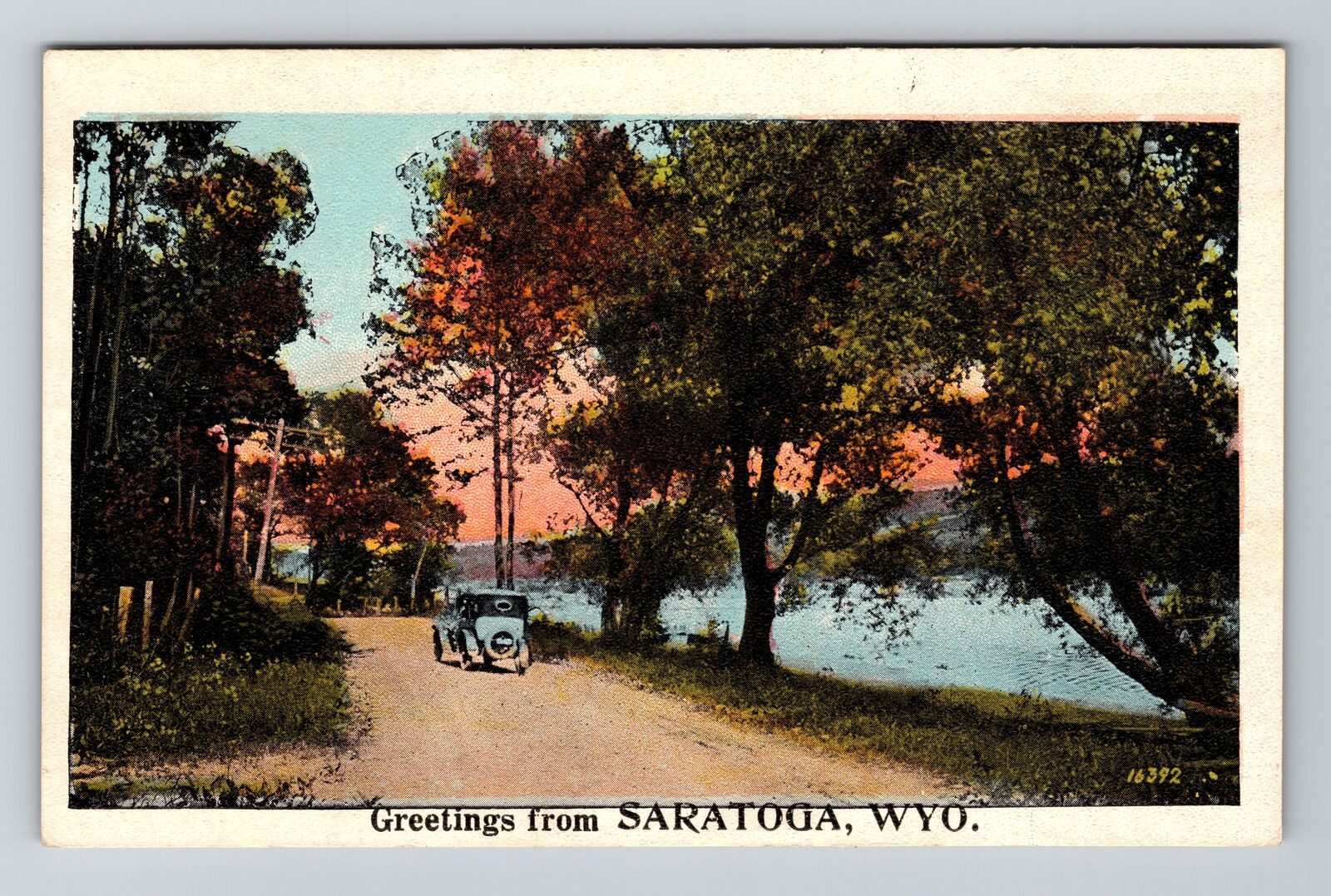 Saratoga WY-Wyoming, Scenic Greetings, Automobile, c1926 Vintage Postcard