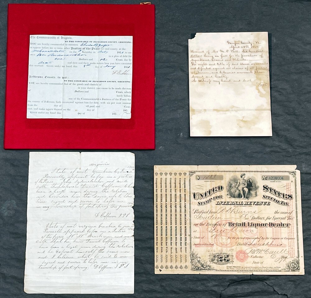Original Virginian American Civil War Documents F. Beckham, M D Ball, D Coffman