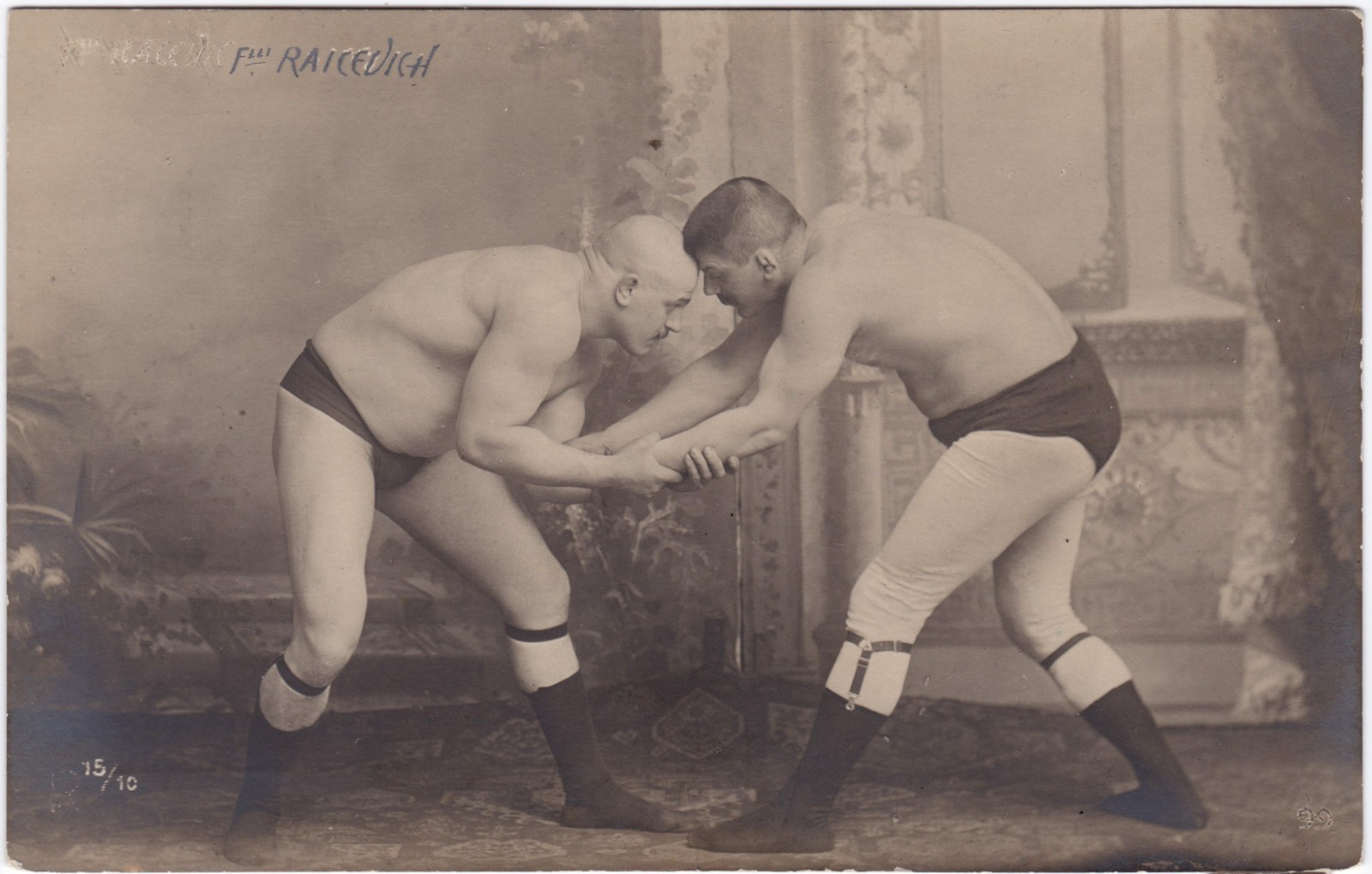 Vintage RPPC - Raicevich brothers - Handsome Italian wrestlers- Gay interest