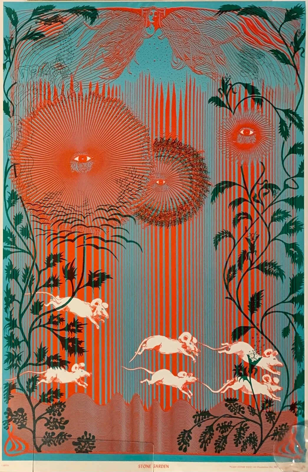 ORIGINAL VINTAGE 1960’s SÄTTY Stone Garden Poster East Totem West RARE