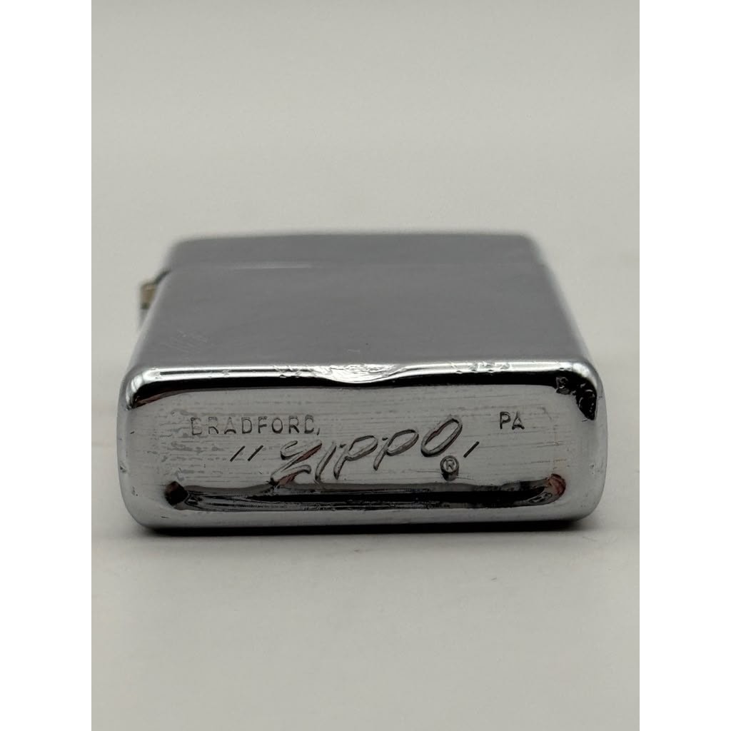 1979 Zippo Slim Vintage cursive Bradford, PA bottom stamp Windproof Lighter USA