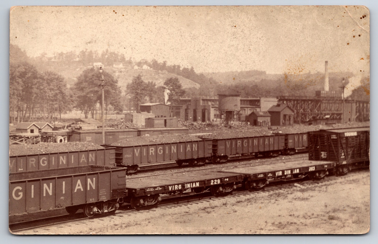 Virginian Railway Railroad Yards Virginia or West Virginia Coal c1910 RPPC