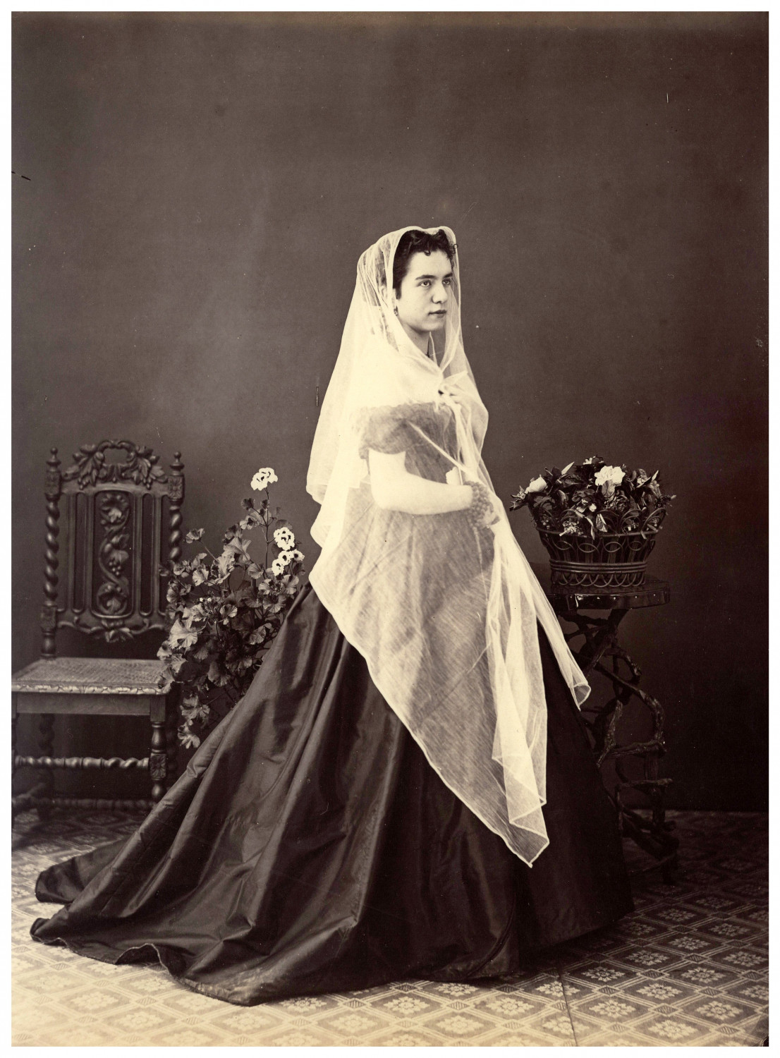 Degoix (attr), Italy, Genoa, Woman in Traditional Dress Vintage Albumen Print