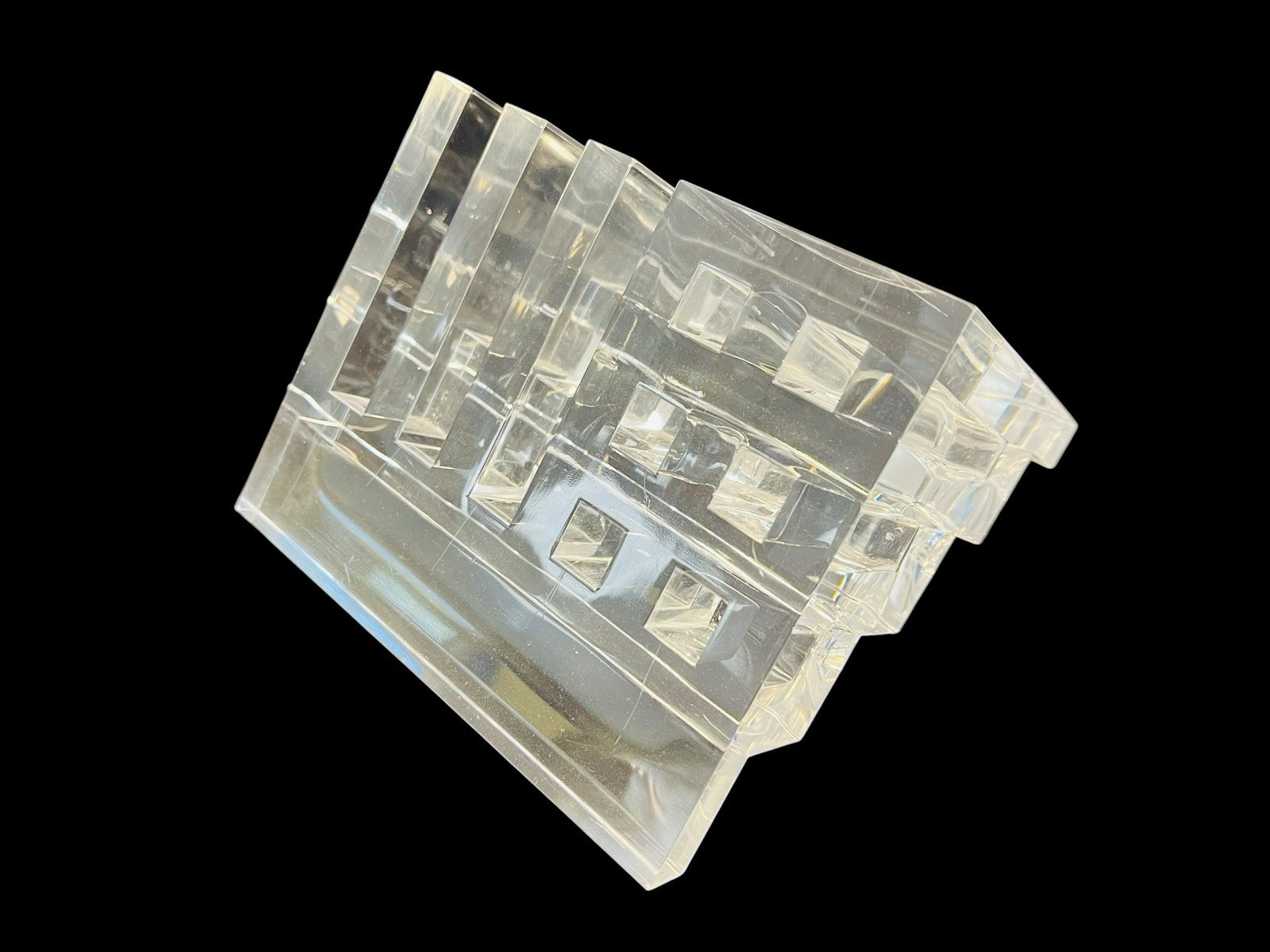 Vintage Italian Modern MCM Space Age Lucite Pen Desk Organizer Rede Guzzini
