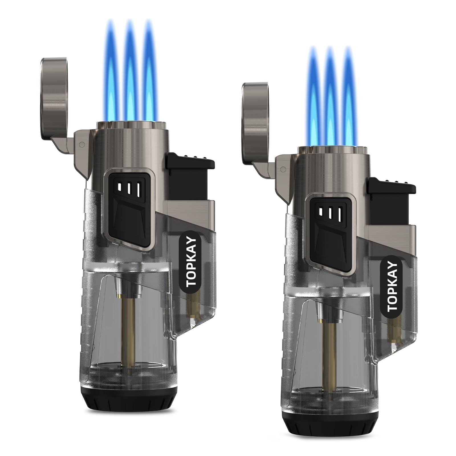 Cigar Lighters Triple Jet Flame Torch Lighters, Windproof Butane Refillable T...