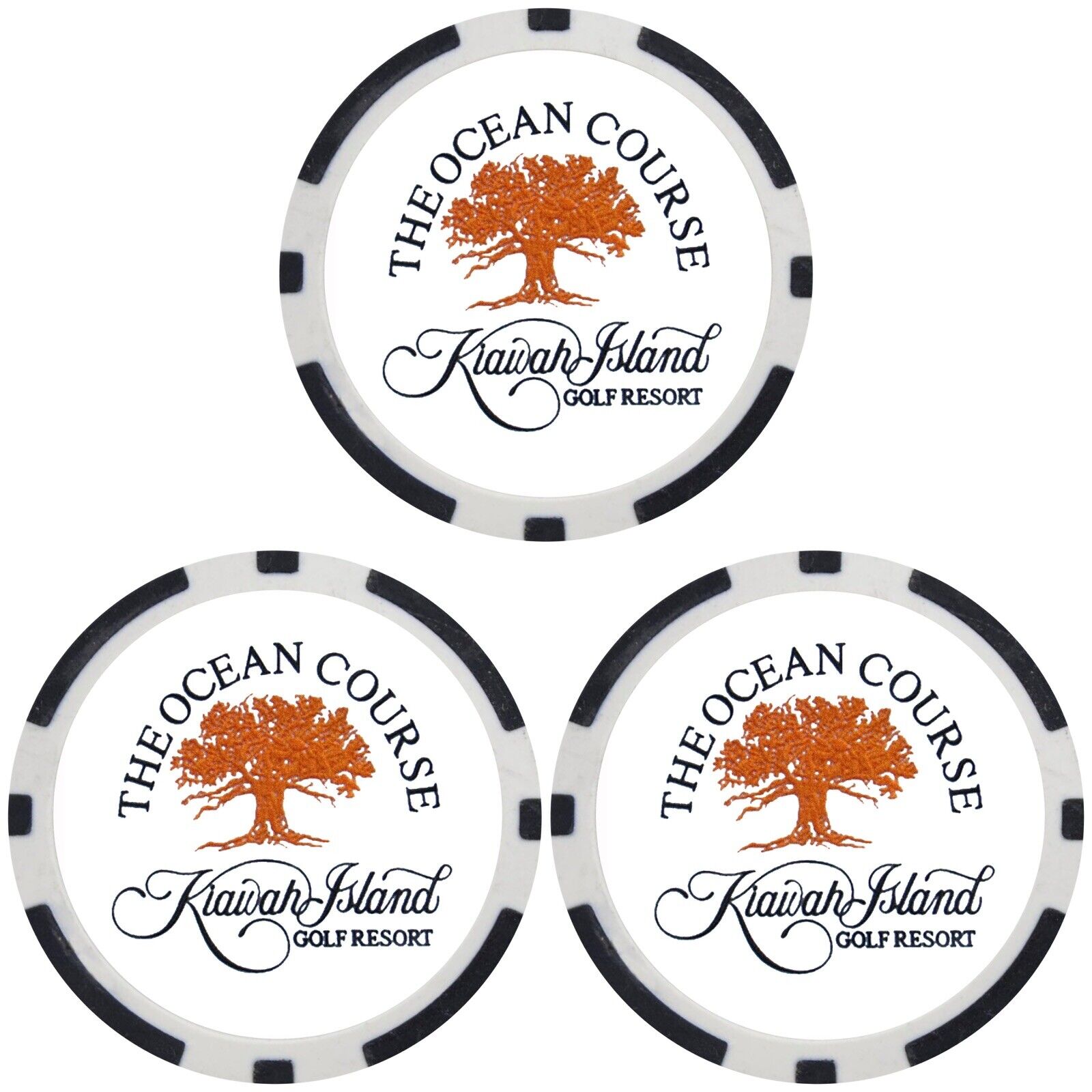 (3) THE OCEAN COURSE - KIAWAH ISLAND -Poker Chip Golf Ball Marker