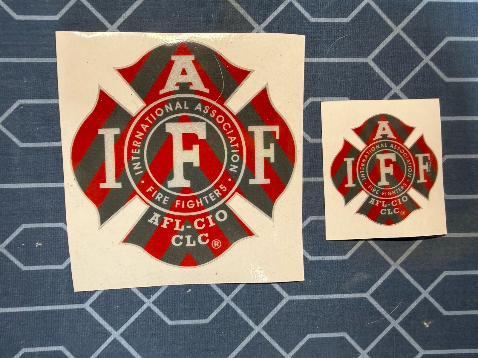 TWO IAFF Career Union Firefighter Decal 3M  1-2” 1-4” RED/GRAY EMS REFLECTIVE