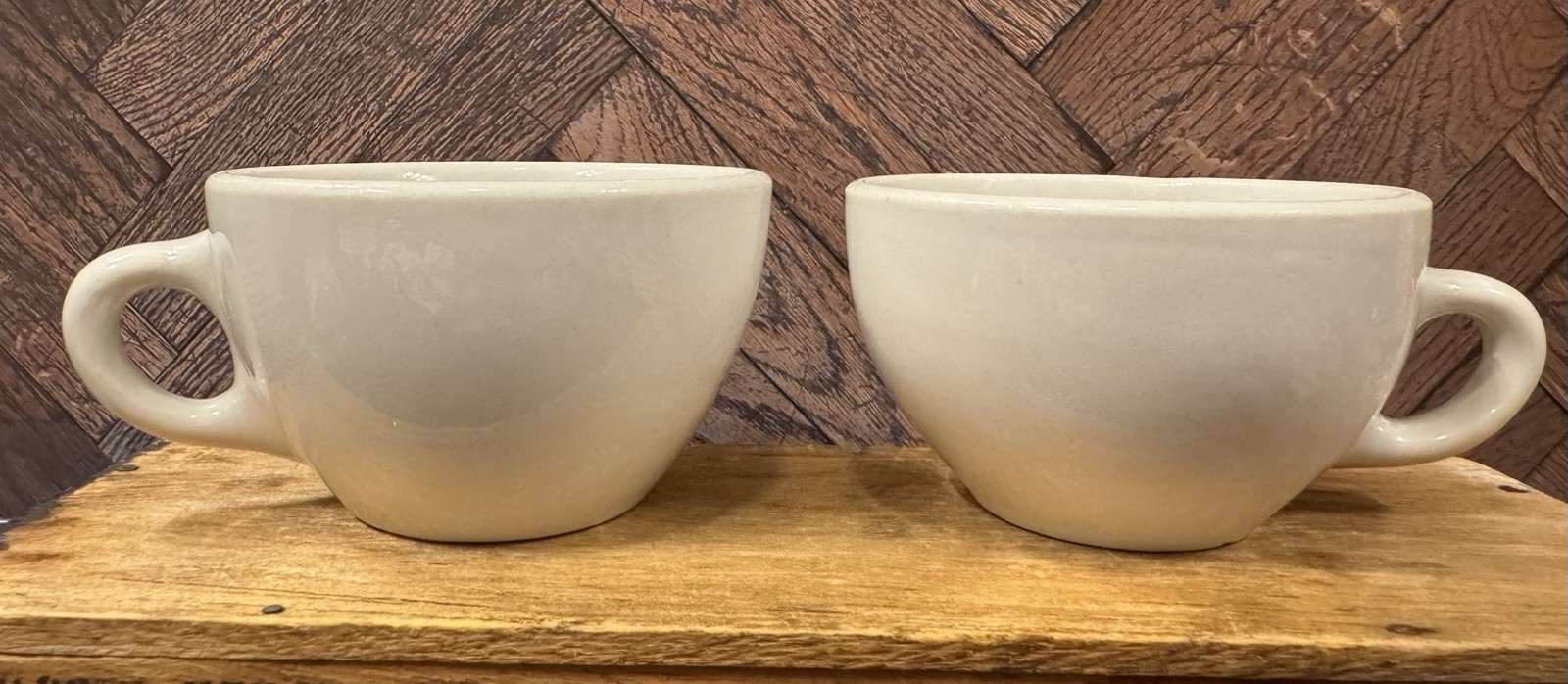 Pair Vtg 1940s Carr China Co Grafton W VA Restaurant Ware Coffee Mug Cup White