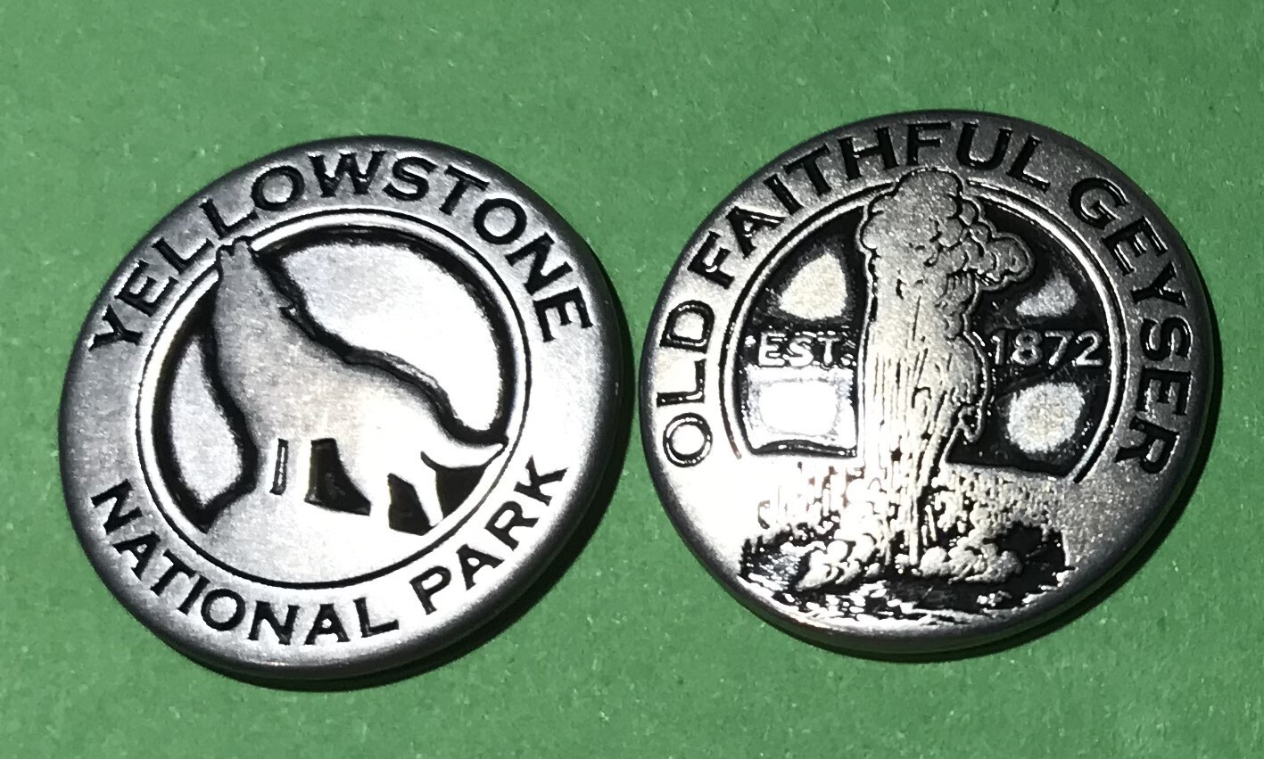 Yellowstone National Park Wolf/Old Faithful Token