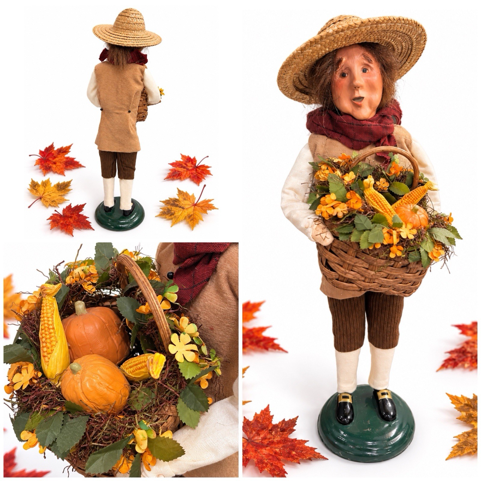 Byers Choice Williamsburg Caroler 2006 Autumn Harvest Man With Pumpkins & Corn 