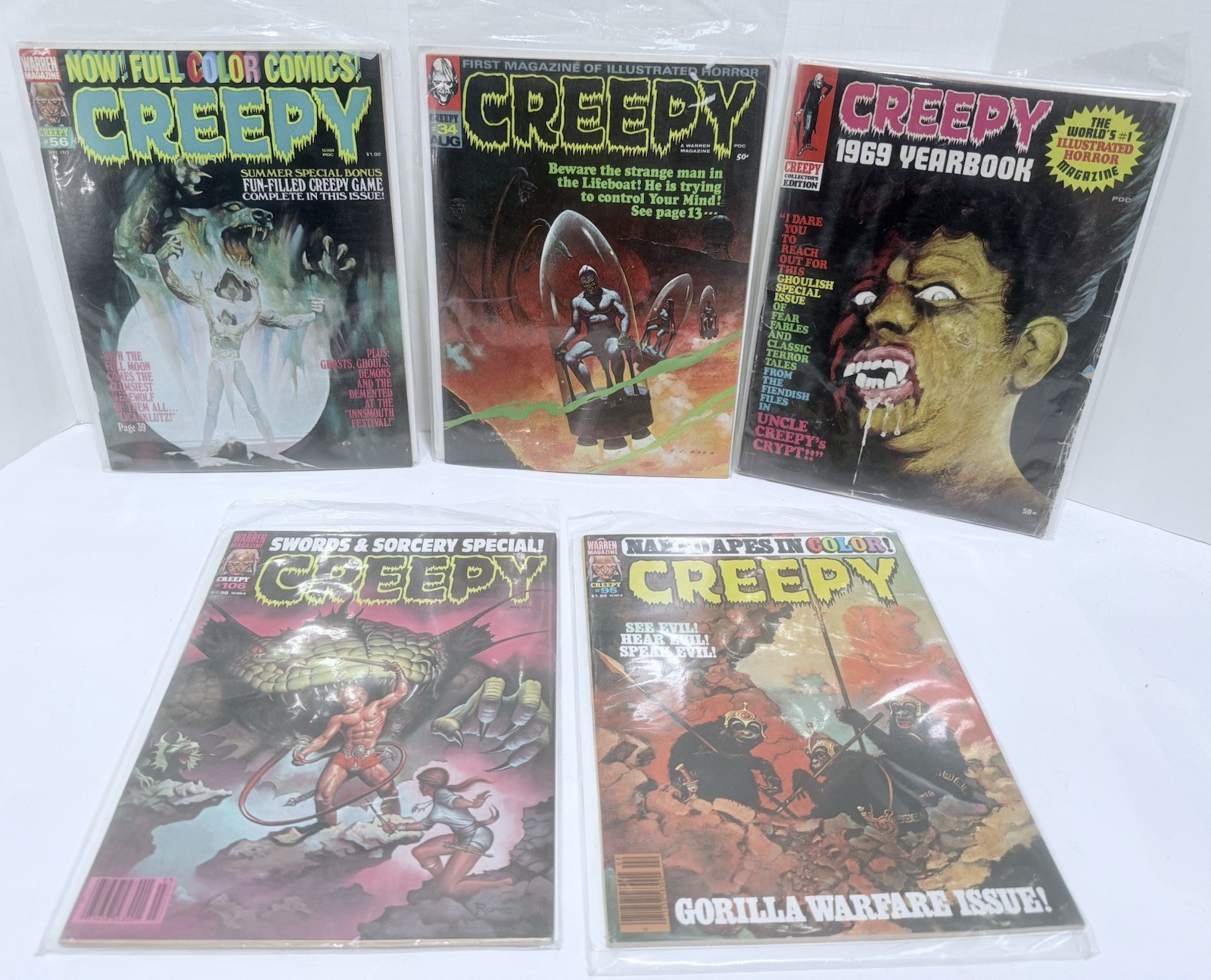 Creepy Magazine lot Of 5 Vintage Warren Magazine.