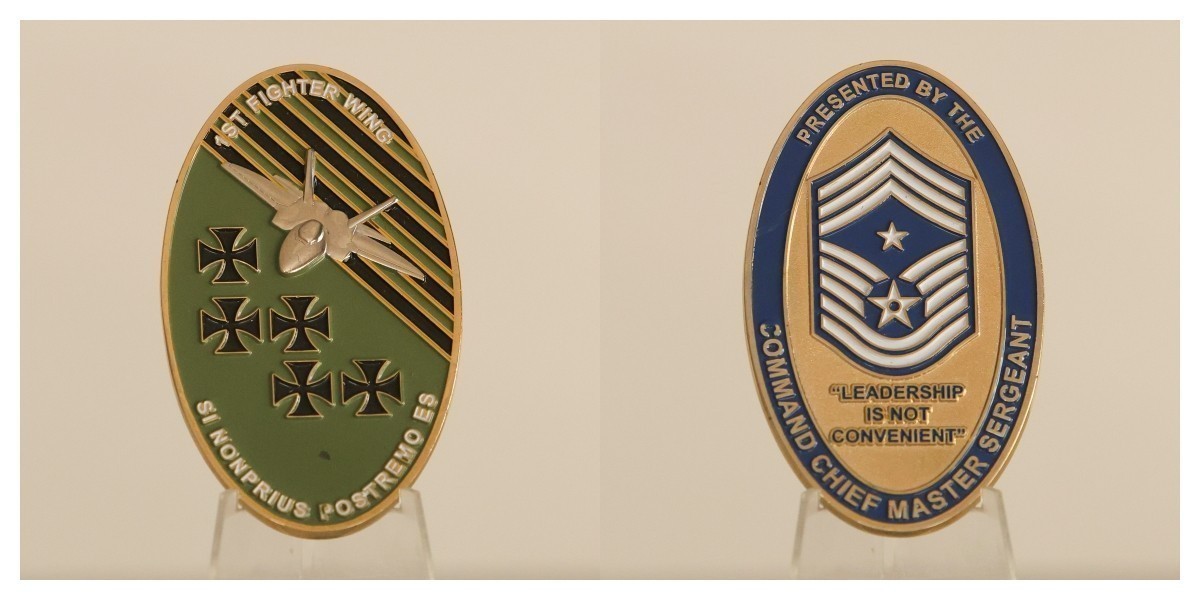 1st Fighter Wing Command Chief Master Sergeant Leadership Challenge Coin  3#F
