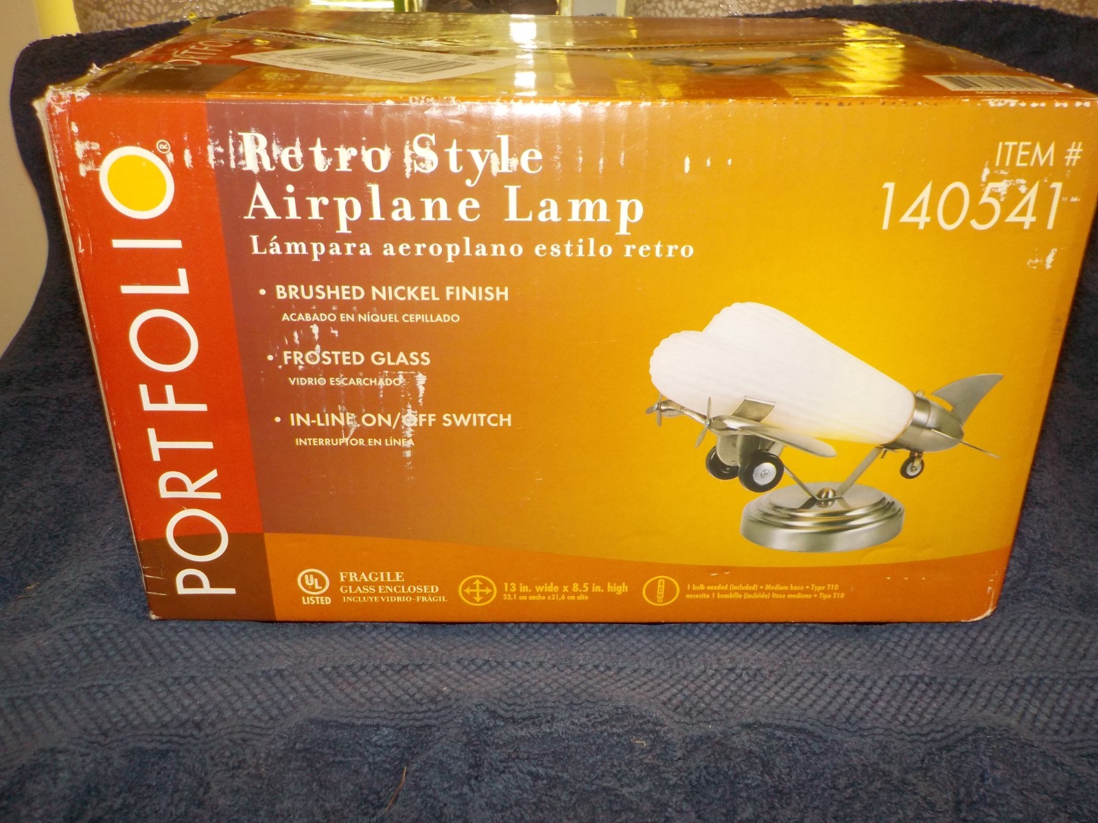 Vintage Art Deco Lowe\'s Luminaire DC-3 Plane Airplane Lamp Frosted Glass