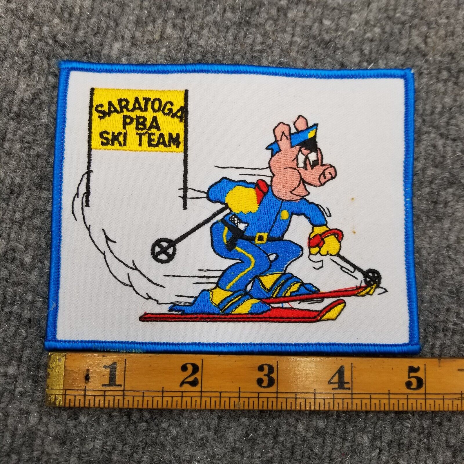 Saratoga PBA Ski Team Patch Police Pig Skiing